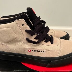 Airwalk Ollie Mens Size 9 Canvas Seude Tan Black High-Top Sneakers